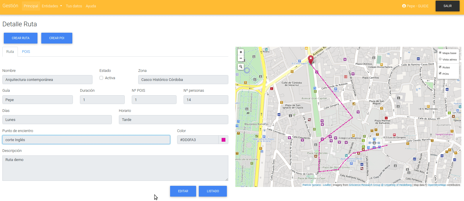 Actualización de geometría de ruta con Leaflet Draw